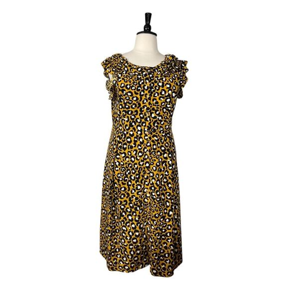 Who What Wear Midi Dress Ruffle Collar Yellow Leopard Women’s Plus Size XXL - Picture 2 of 13